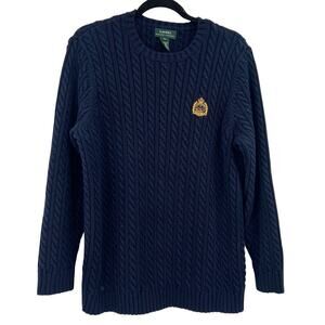 Vintage Lauren Ralph Lauren 1X Cotton Cable Knit Navy Sweater Fisherman Core